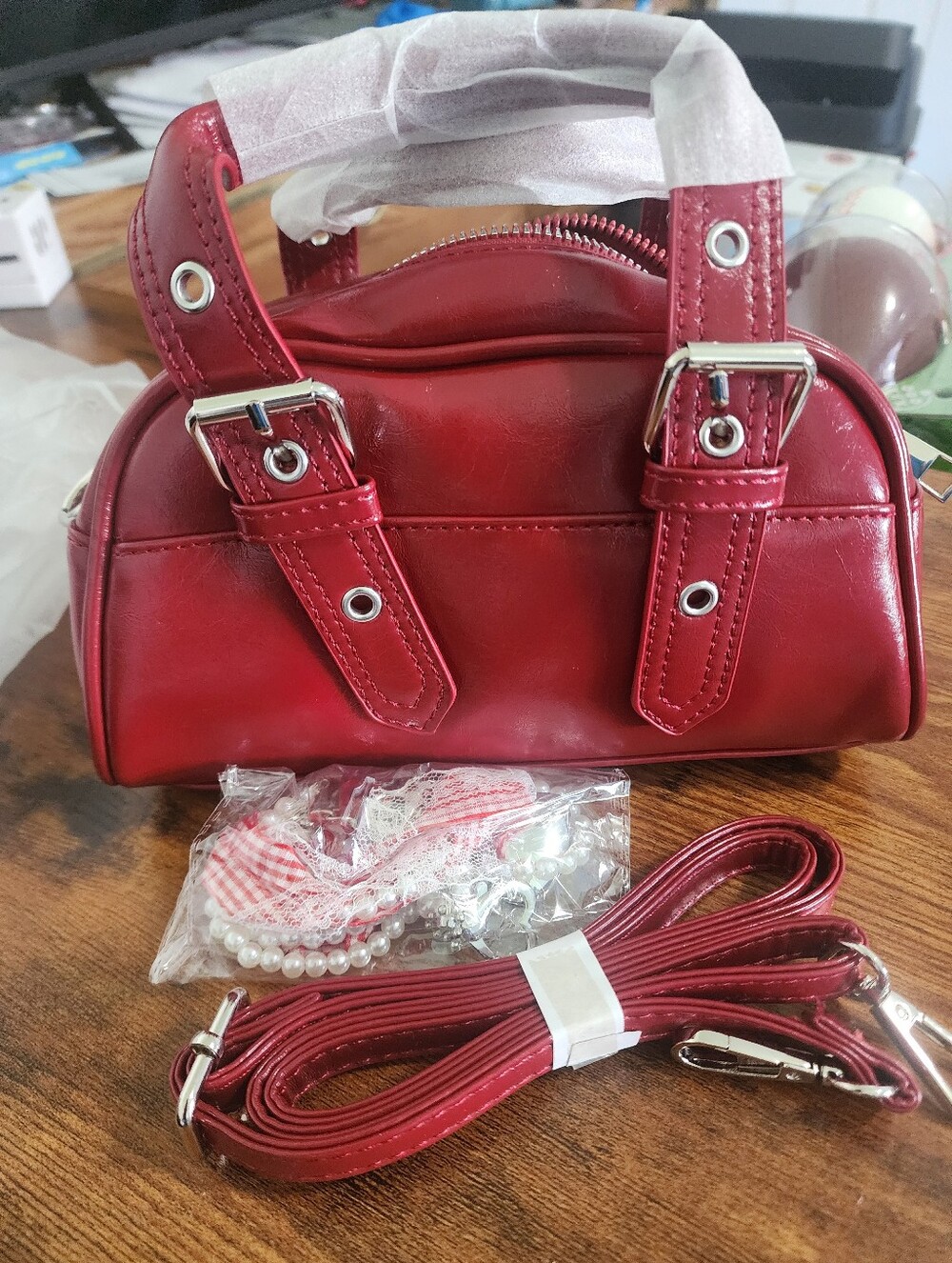#1 Bestseller In Vintage Women Top Handle Bags. Red Women's Convertible Satchel